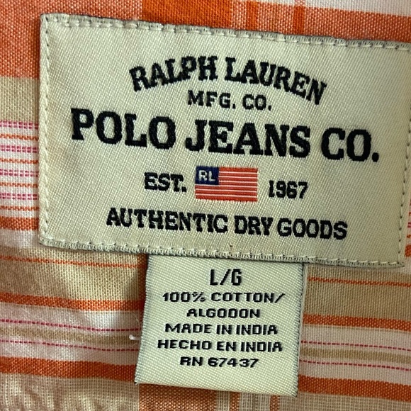 Polo Ralph lauren authentic jeans company short sleeve button front shirt Large - Picture 5 of 5